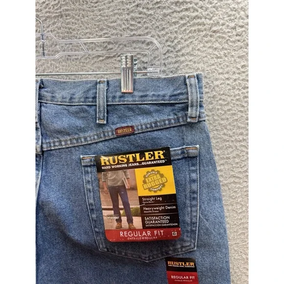 Rustler Jeans Mens 38x30 Blue Regular Fit Straight Leg Workwear Western NEW - Picture 10 of 11